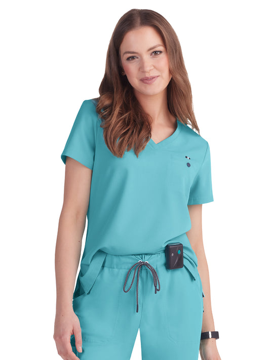 Women's 1-Pocket Tuck-In Ready to Work Scrub Top - 1010 - Sea Glass