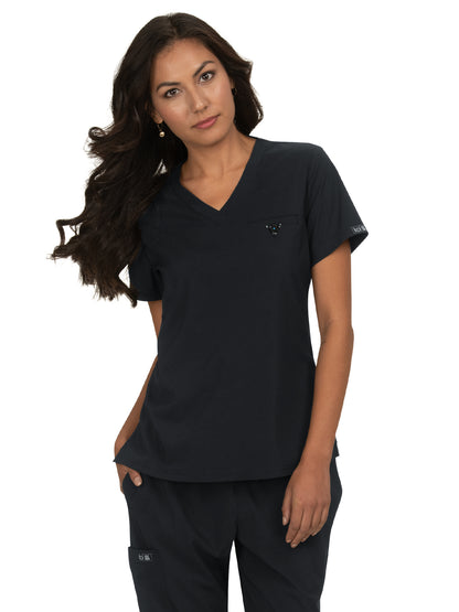 Women's 1-Pocket Tuck-In Kade Scrub Top - 1011 - Black