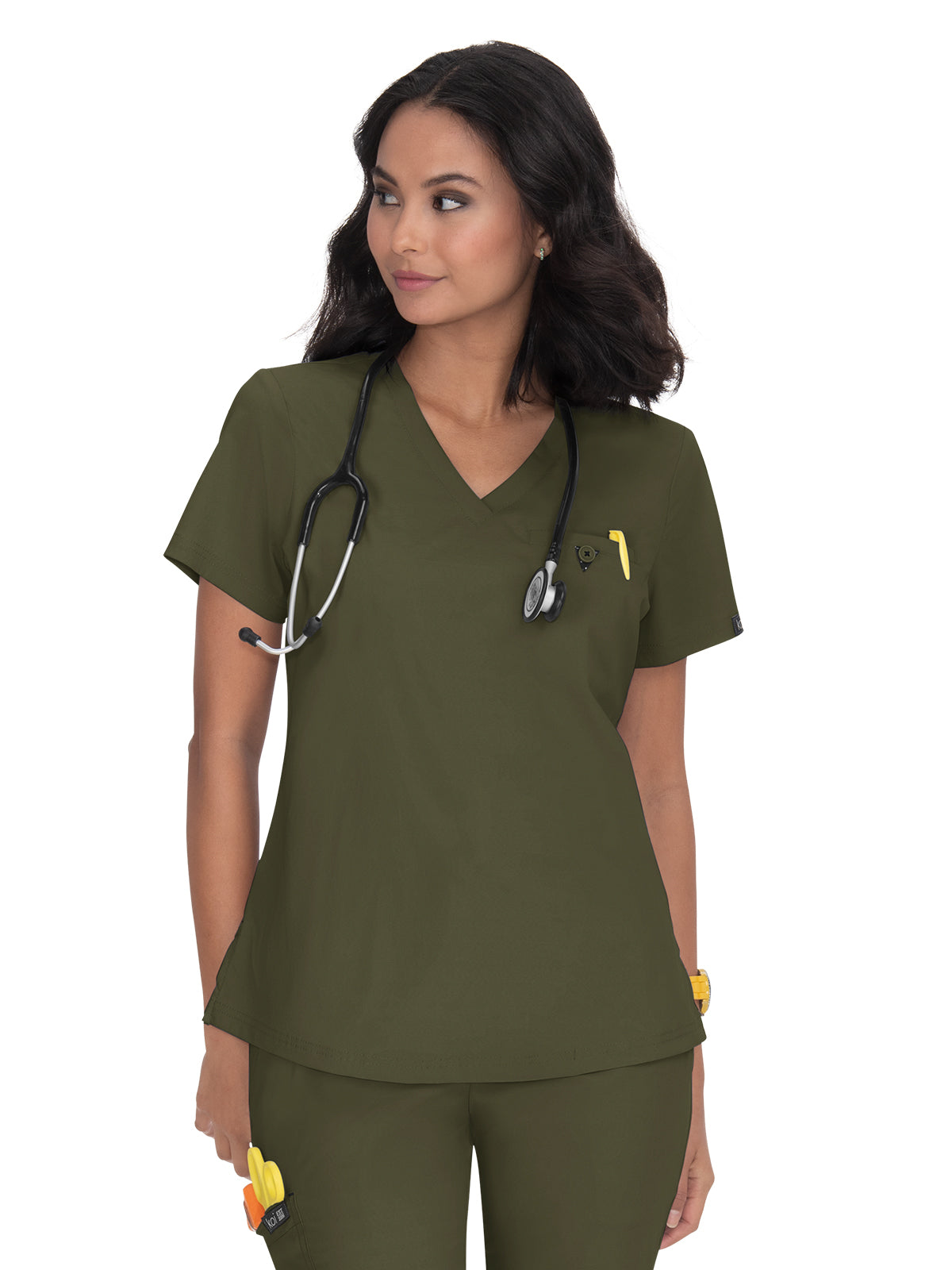 Women's 1-Pocket Tuck-In Kade Scrub Top - 1011 - Olive Green