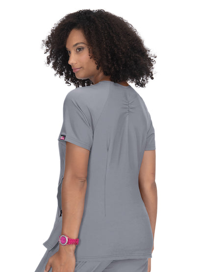 Women's 4-Pocket Split-Neck Action Scrub Top - 1035 - Platinum Grey