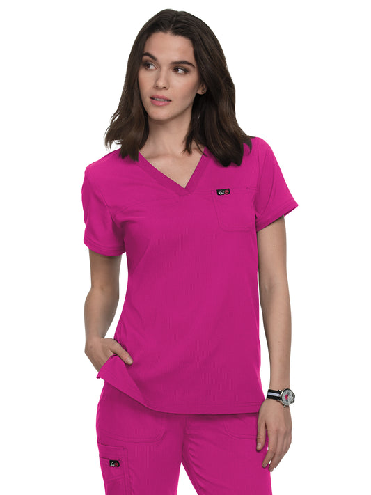 Women's 1-Pocket Stretch Tuck-In Vivacious Scrub Top - 1041 - Azalea Pink