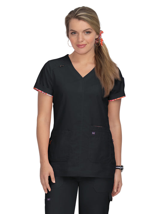 Women's Breathable Stretch Liv Scrub Top - 1043 - Black