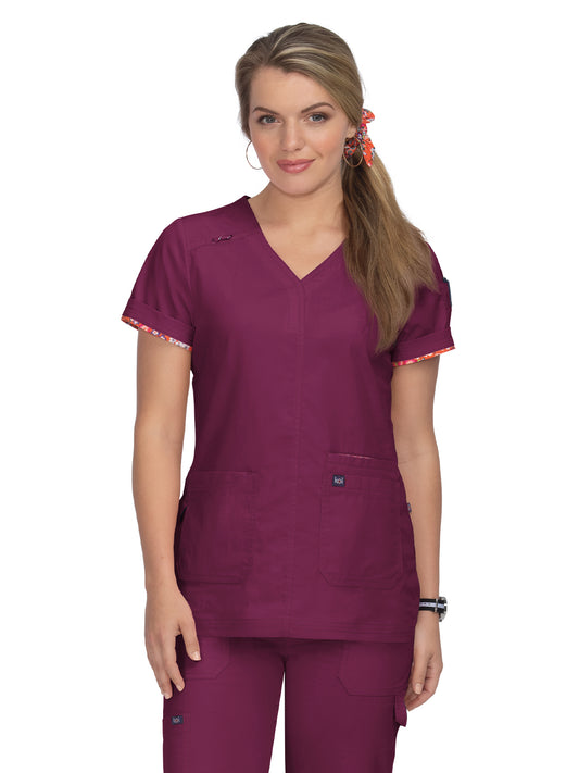 Women's Breathable Stretch Liv Scrub Top - 1043 - Wine