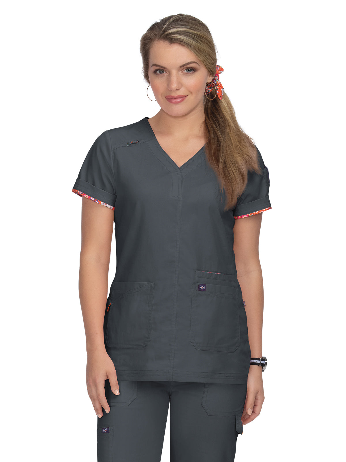 Women's Breathable Stretch Liv Scrub Top - 1043 - Charcoal