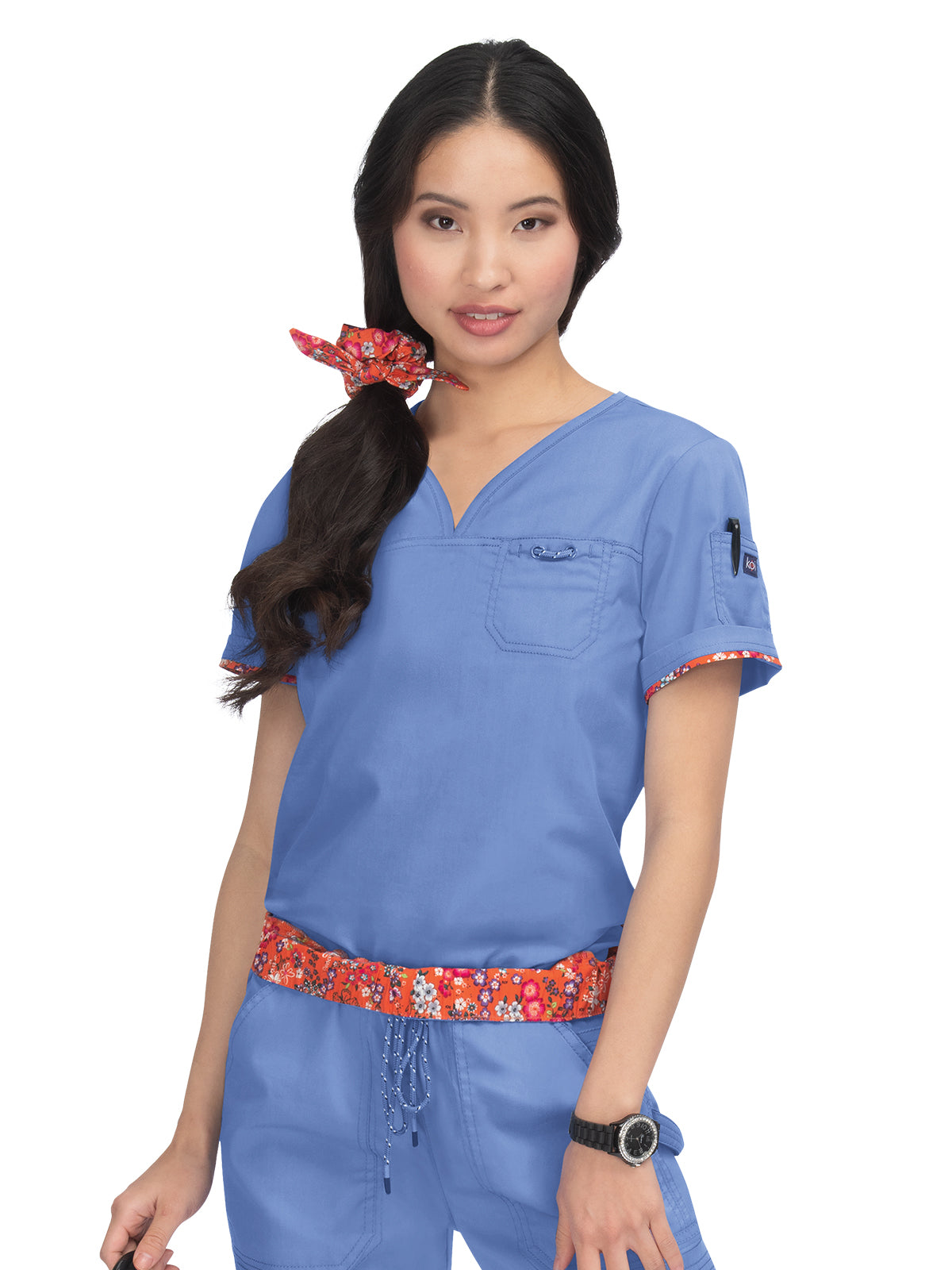 Women's Durable Breathable Stretch Georgia Scrub Top - 1059 - True Ceil