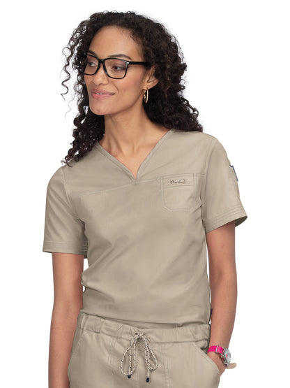 Women's Durable Breathable Stretch Georgia Scrub Top - 1059 - Desert Khaki