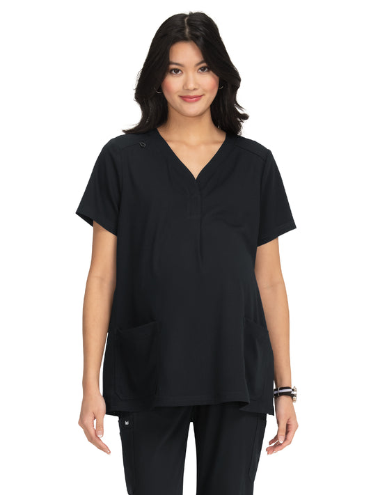 Women's 2-Pocket Maternity Onboard Scrub Top - 1073 - Black