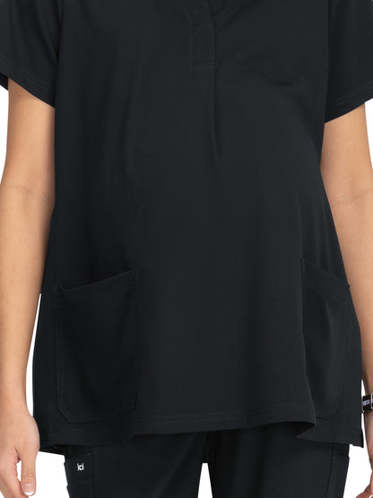 Women's 2-Pocket Maternity Onboard Scrub Top - 1073 - Black