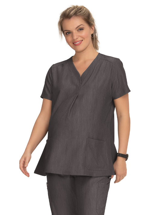 Women's 2-Pocket Maternity Onboard Scrub Top - 1073 - Heather Grey