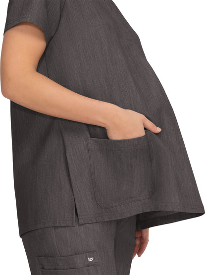 Women's 2-Pocket Maternity Onboard Scrub Top - 1073 - Heather Grey