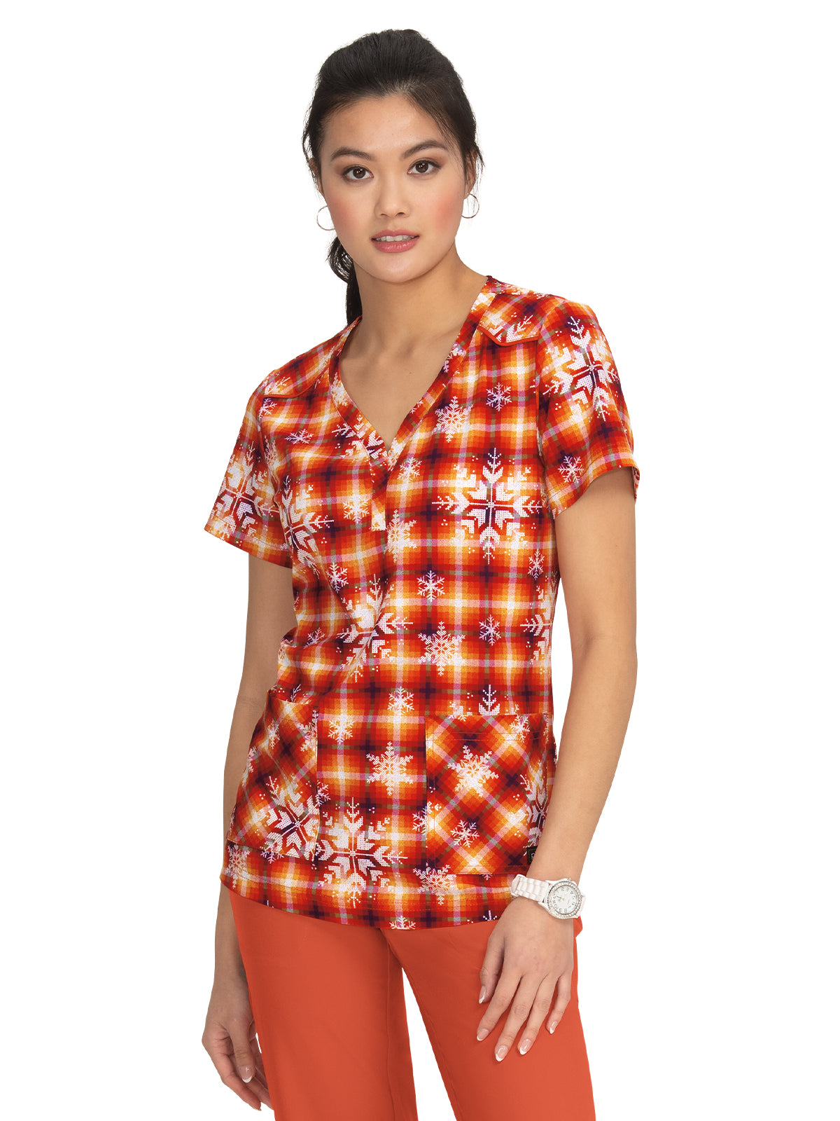 Women's Scrub Top - 1077PR - Merry and Bright