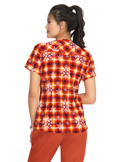 Women's Scrub Top - 1077PR - Merry and Bright