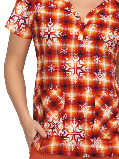 Women's Scrub Top - 1077PR - Merry and Bright