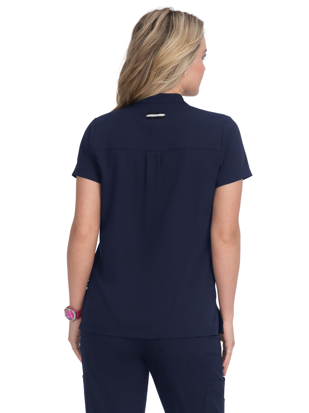 Women's 4-Pocket Zipper-Neck Mandarin Collar Driven Scrub Top - 1081 - Navy