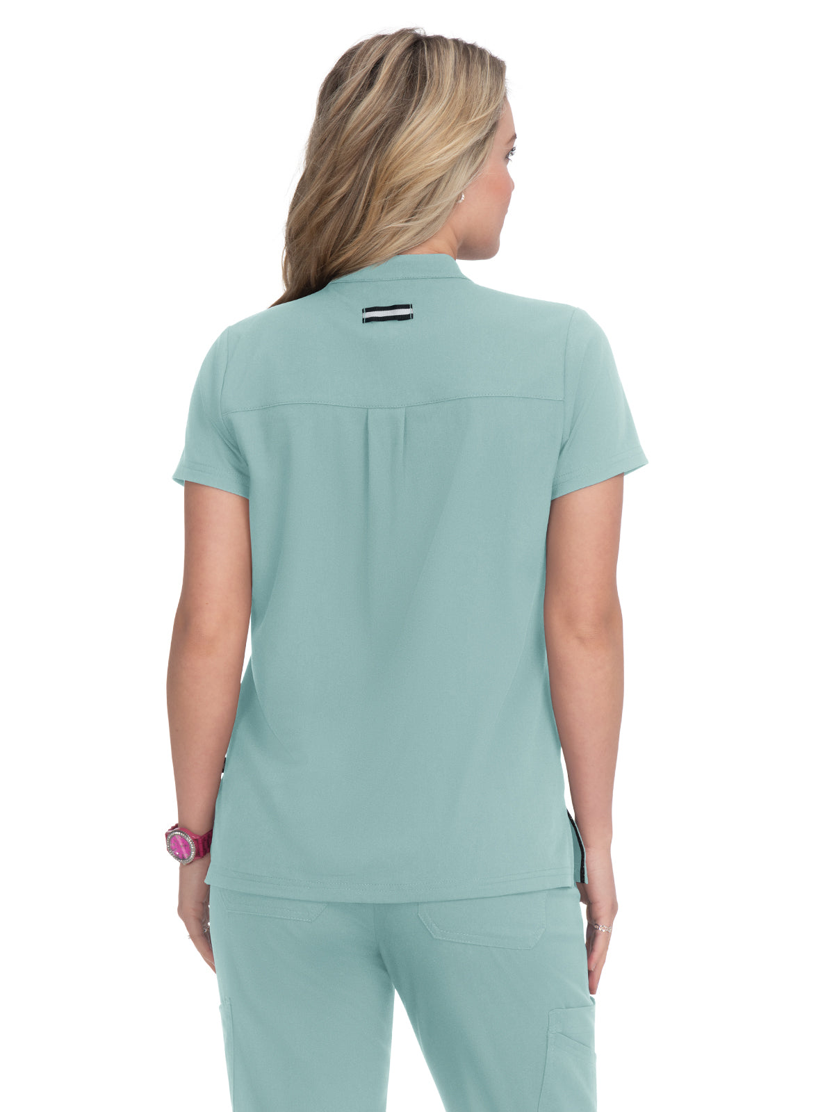 Women's 4-Pocket Zipper-Neck Mandarin Collar Driven Scrub Top - 1081 - Sage