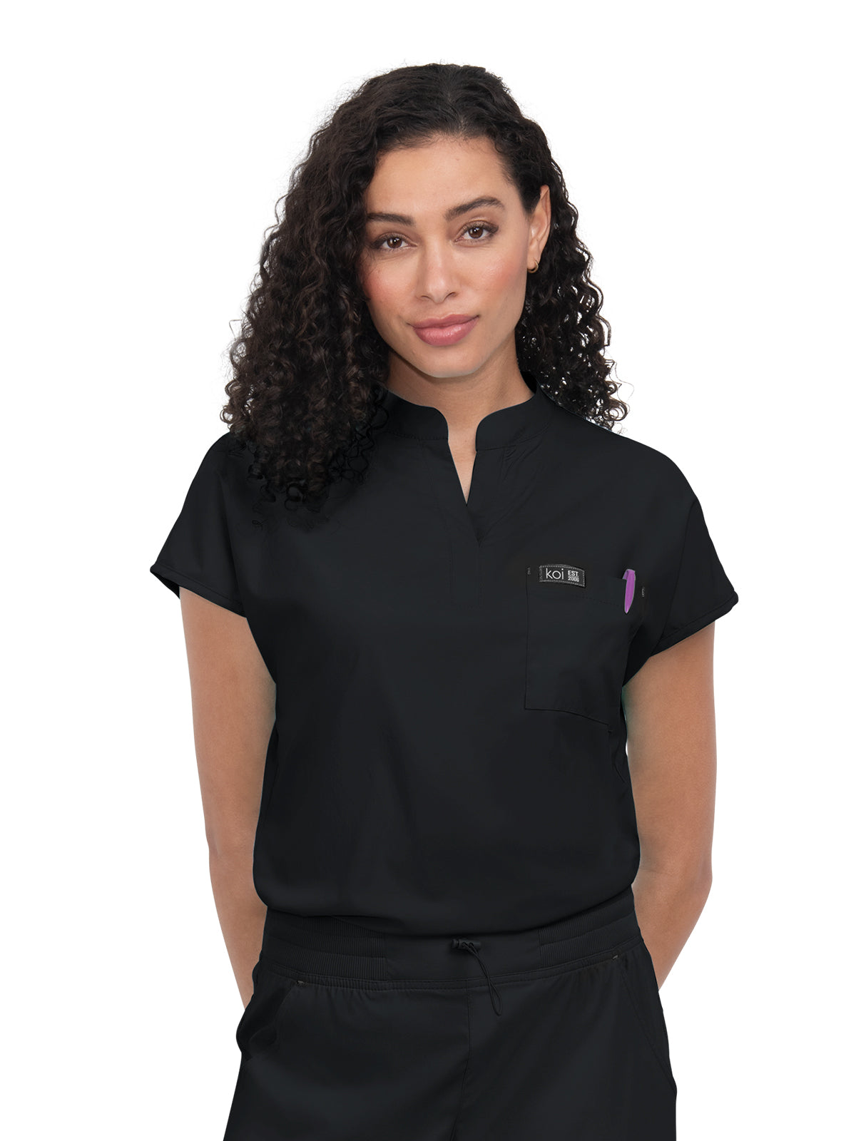 Women's 1-Pocket Stretch Tuck-In Ari Scrub Top - 1093 - Black