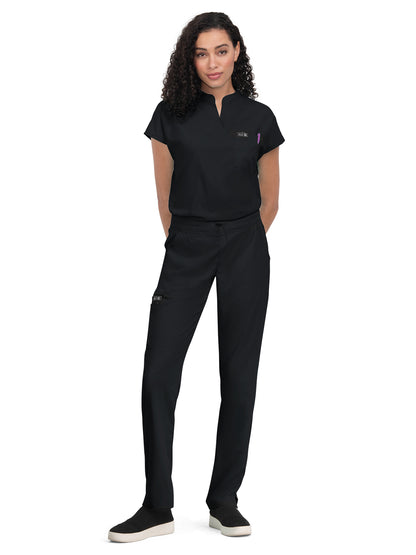 Women's 1-Pocket Stretch Tuck-In Ari Scrub Top - 1093 - Black