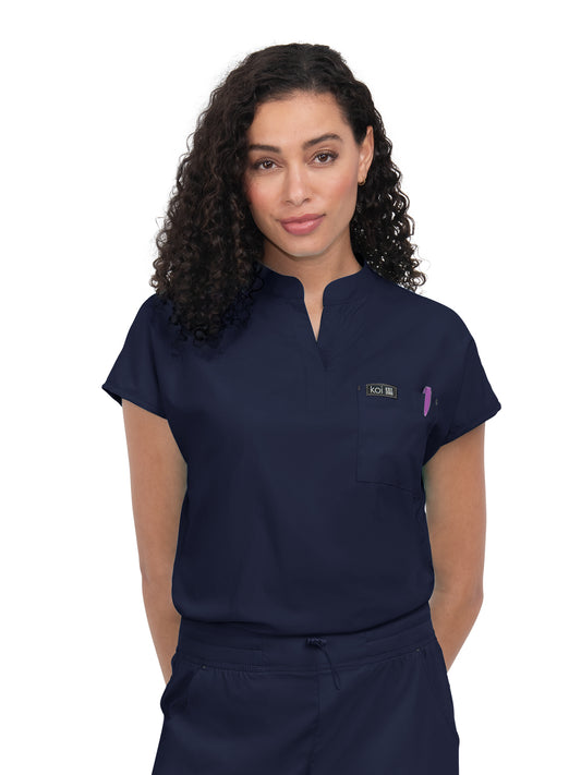 Women's 1-Pocket Stretch Tuck-In Ari Scrub Top - 1093 - Navy