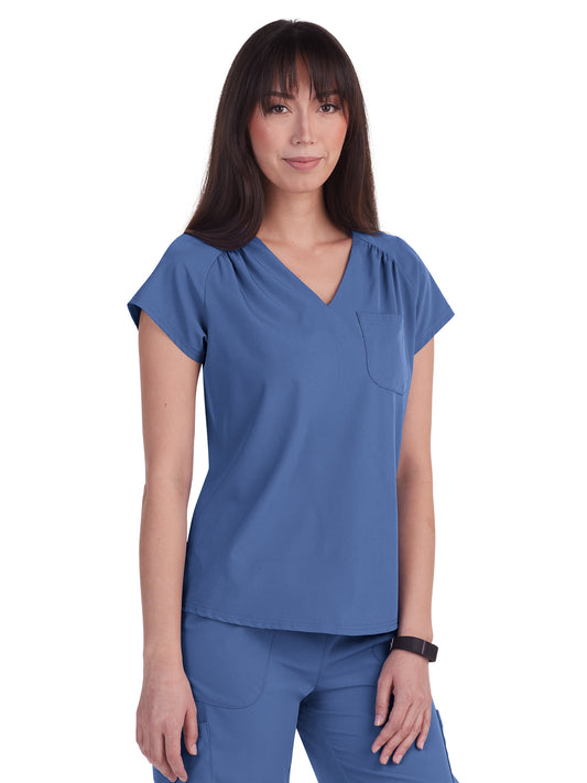 Women's Heart-Shaped Neckline Kailani Scrub Top - 1118 - Slate Blue