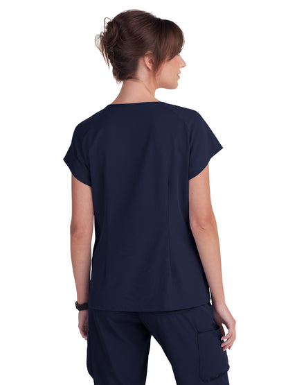 Women's Heart-Shaped Neckline Meadow Scrub Top - 1120 - Navy