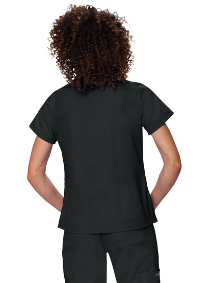 Women's 3-Pocket Soft Rib Trim V-Neck Nicole Scrub Top - 247 - Black