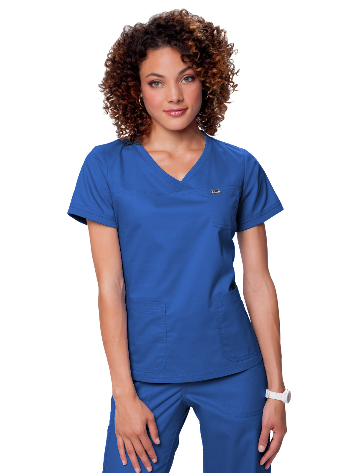 Women's 3-Pocket Soft Rib Trim V-Neck Nicole Scrub Top - 247 - Royal Blue