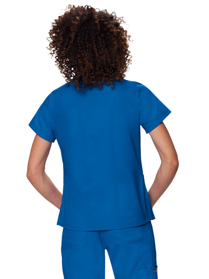 Women's 3-Pocket Soft Rib Trim V-Neck Nicole Scrub Top - 247 - Royal Blue