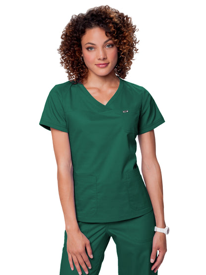 Women's 3-Pocket Soft Rib Trim V-Neck Nicole Scrub Top - 247 - Hunter