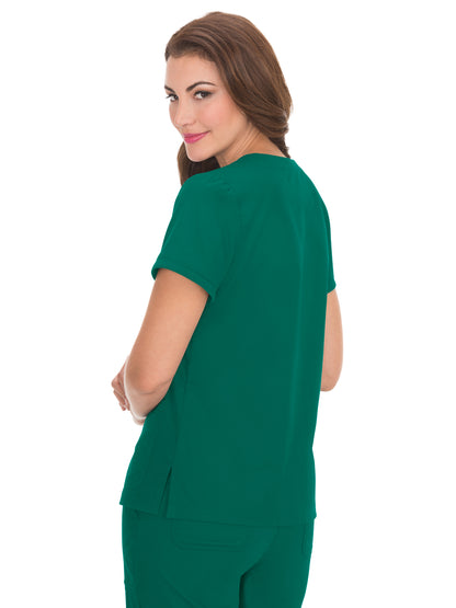 Women's 3-Pocket Soft Rib Trim V-Neck Nicole Scrub Top - 247 - Hunter