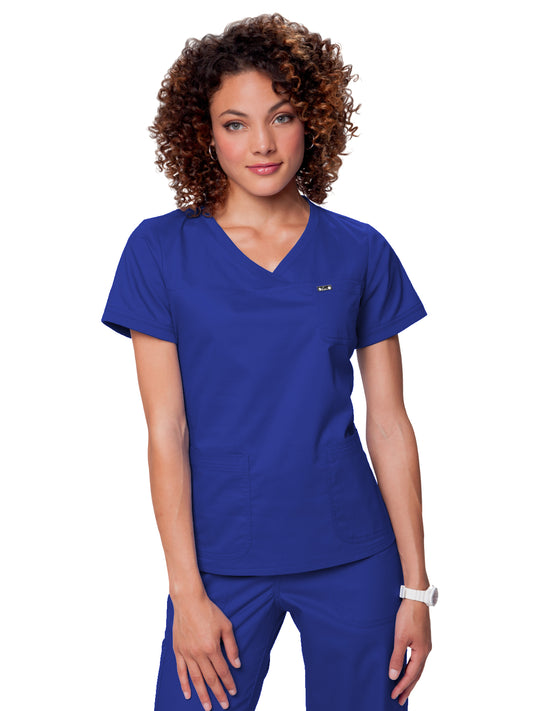 Women's 3-Pocket Soft Rib Trim V-Neck Nicole Scrub Top - 247 - Galaxy