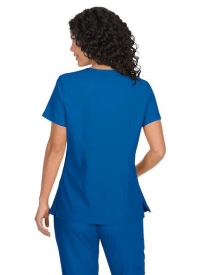 Women's Mock-Wrap Neck Katie Scrub Top - 374 - Royal Blue