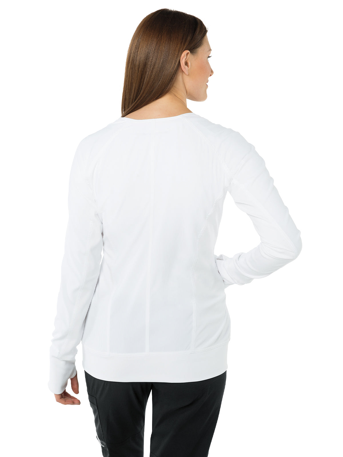 Women's 3-Pocket 2-Way Zipper Clarity Scrub Jacket - 445 - White