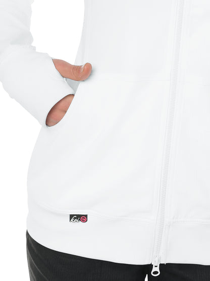 Women's 3-Pocket 2-Way Zipper Clarity Scrub Jacket - 445 - White