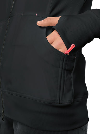 Women's 2-Way Zipper Scrub Jacket - 445 - Black