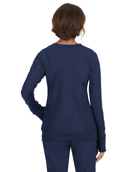 Women's 3-Pocket 2-Way Zipper Clarity Scrub Jacket - 445 - Navy