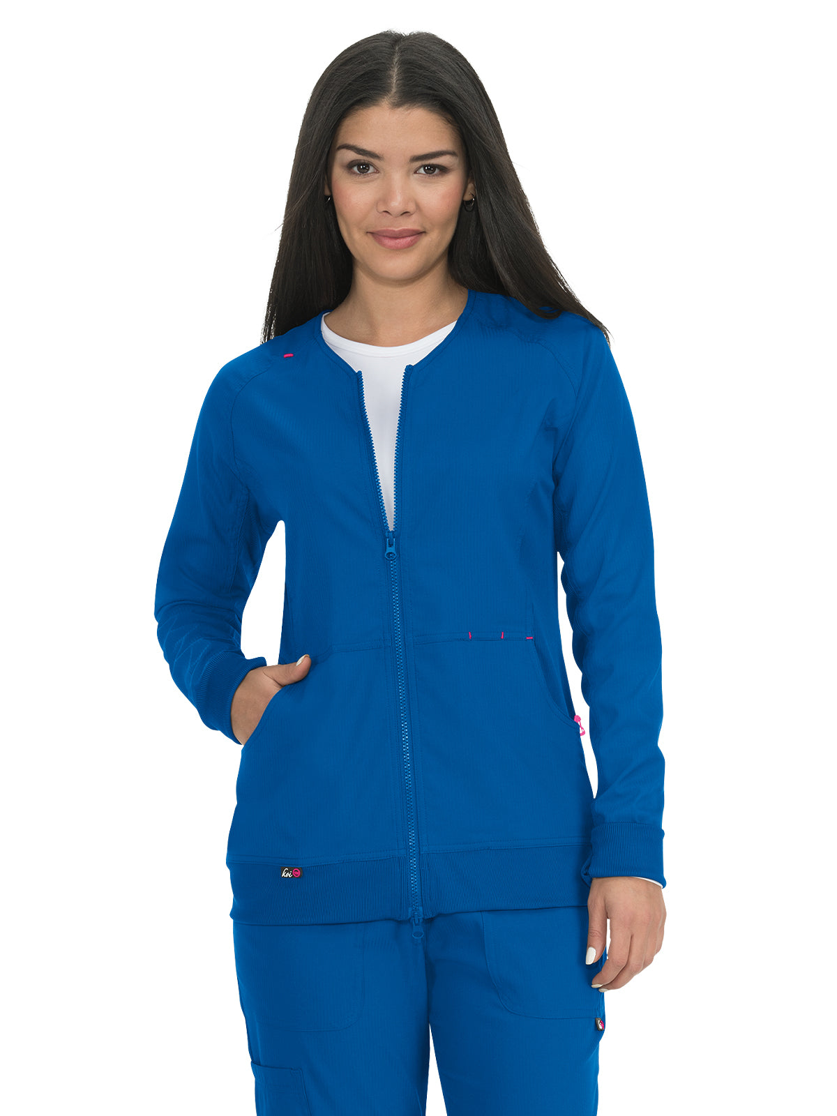 Women's 3-Pocket 2-Way Zipper Clarity Scrub Jacket - 445 - Royal Blue