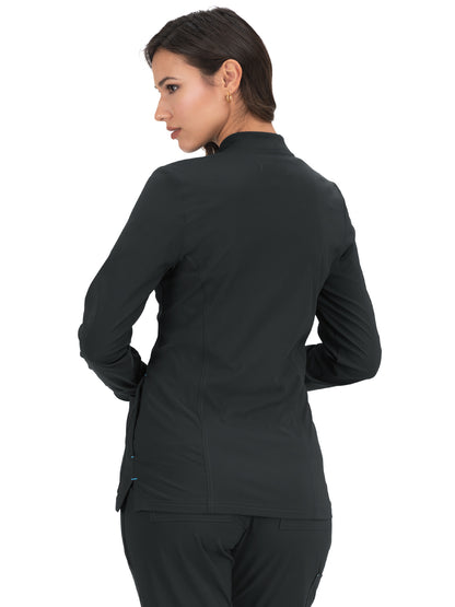Women's Rib Collar Scrub Jacket - 450 - Black