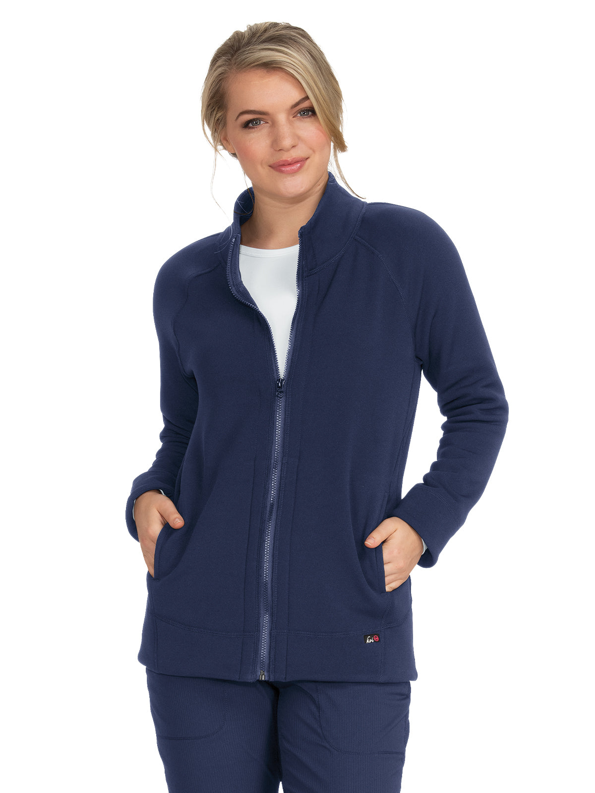 Women's 2-Pocket Super Soft Fleece Wellness Scrub Jacket - 452 - Navy