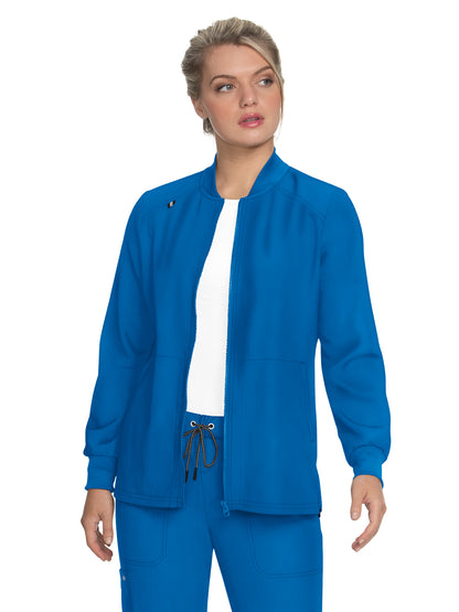 Women's Zipper Front Stretch Always in Motion Scrub Jacket - 458 - Royal Blue