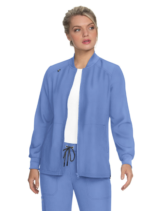 Women's Zipper Front Stretch Always in Motion Scrub Jacket - 458 - True Ceil