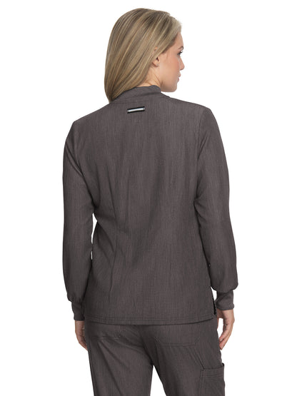 Women's Zipper Front Stretch Always in Motion Jacket - 458 - Heather Grey