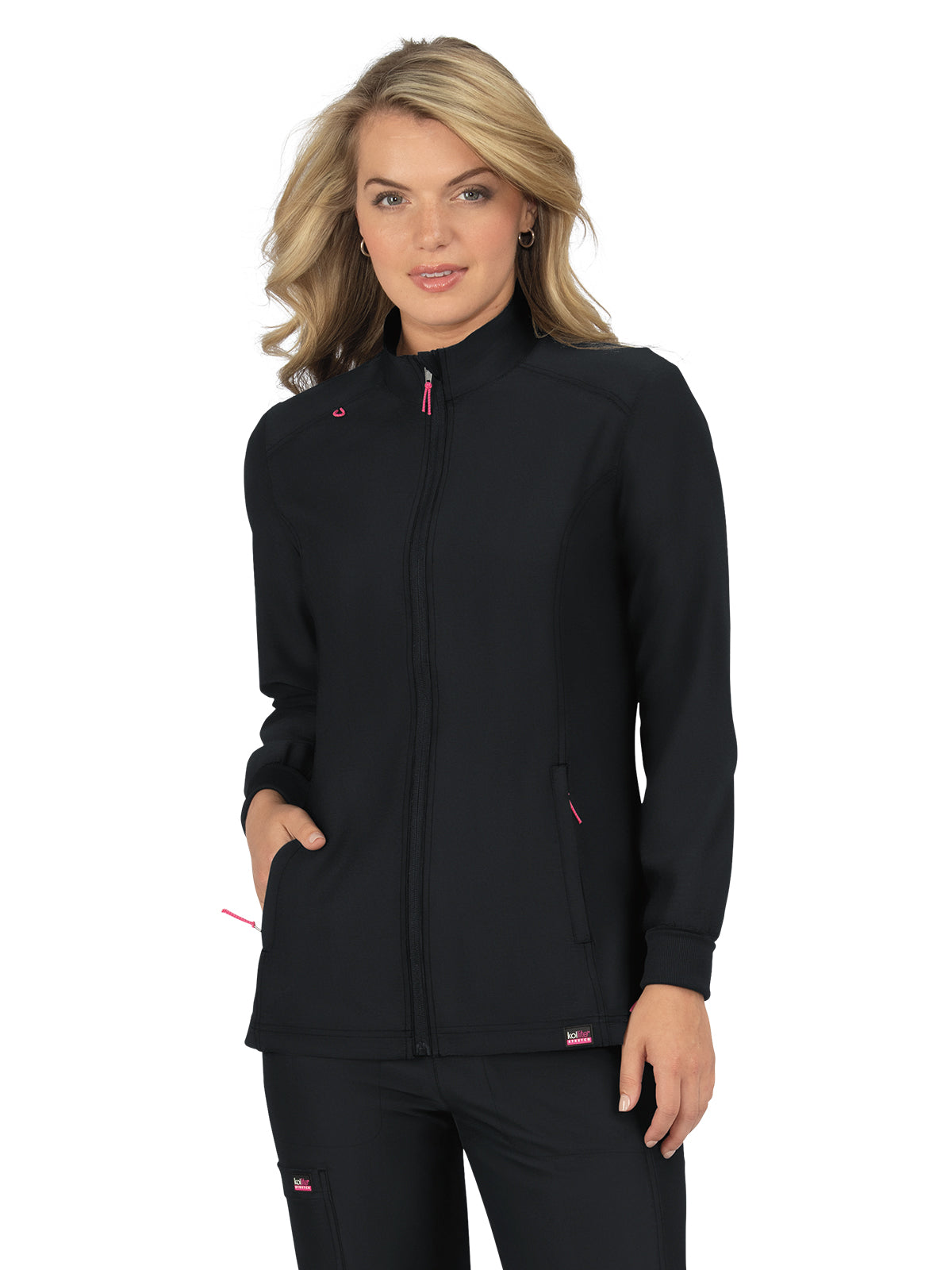 Women's 2-Pocket Zipper-Front Impact Scrub Jacket - 459 - Black