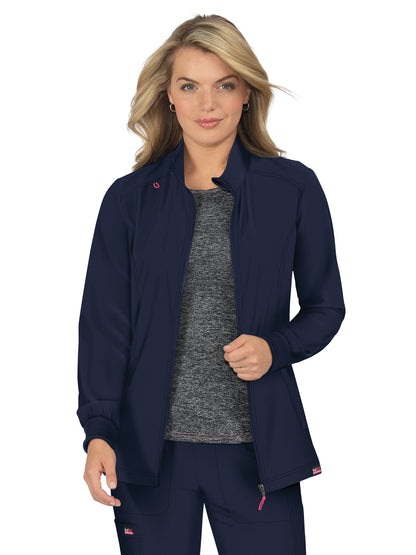 Women's 2-Pocket Zipper-Front Impact Scrub Jacket - 459 - Navy