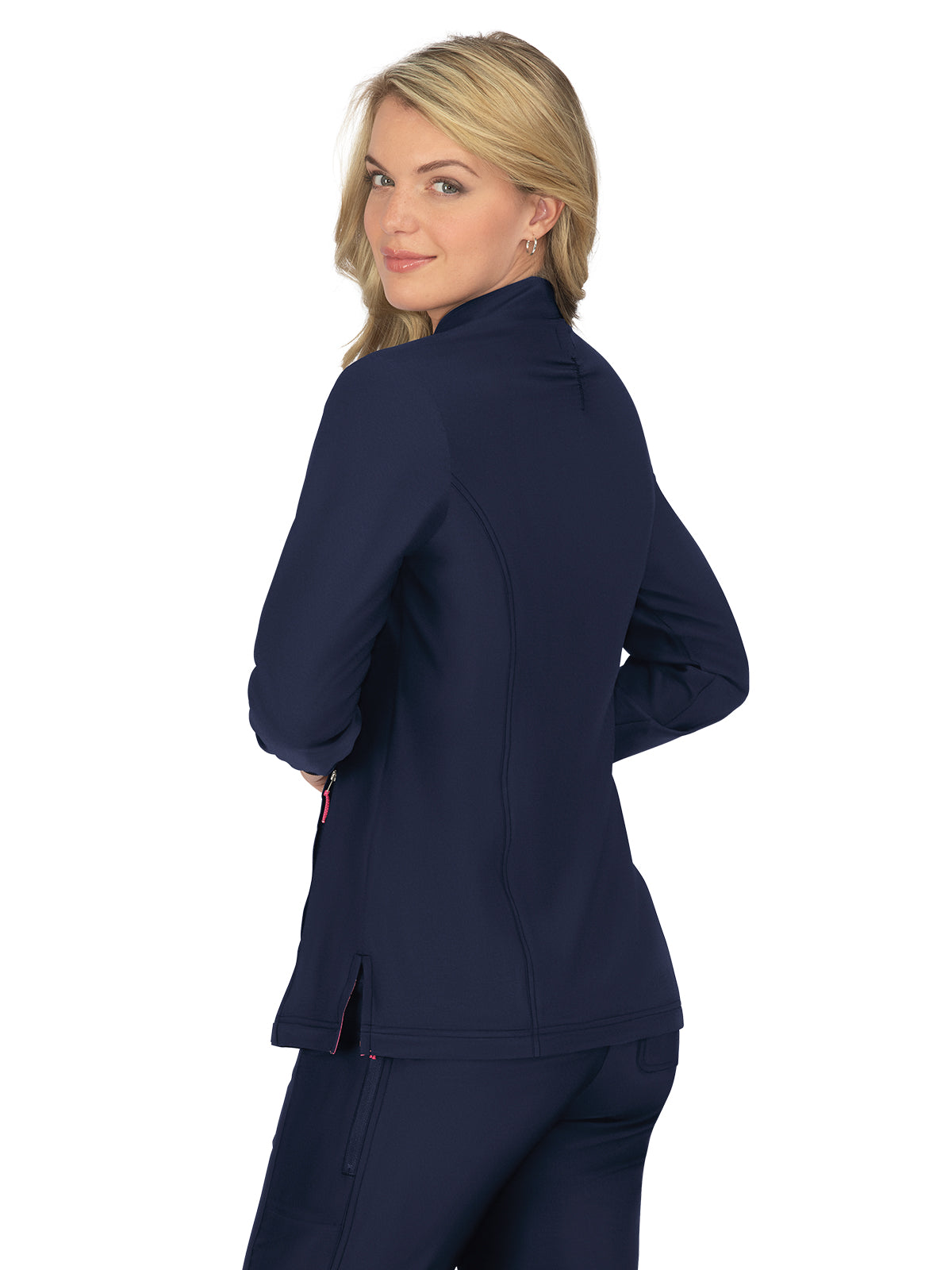 Women's 2-Pocket Zipper-Front Impact Scrub Jacket - 459 - Navy