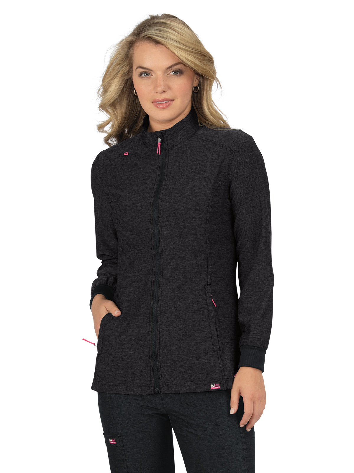 Women's 2-Pocket Zipper-Front Impact Scrub Jacket - 459 - Heather Charcoal