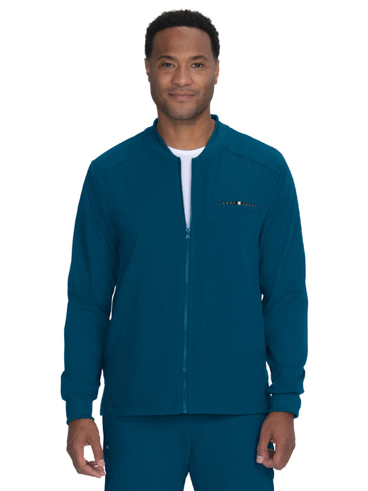 Men's 5-Pocket Zipper Front Ready Set Go Scrub Jacket - 460 - Caribbean Blue