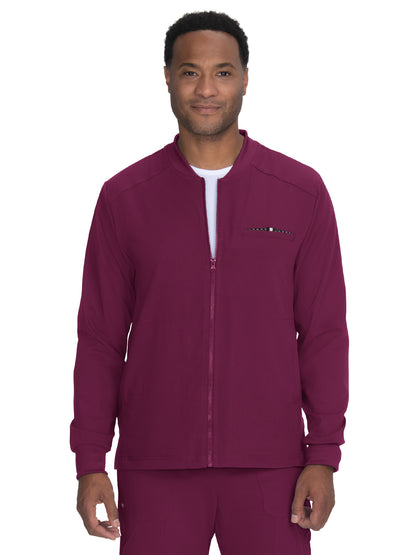 Men's 5-Pocket Zipper Front Ready Set Go Scrub Jacket - 460 - Wine