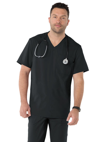 Men's 3-Pocket Athletic V-Neck Force Scrub Top - 667 - Black