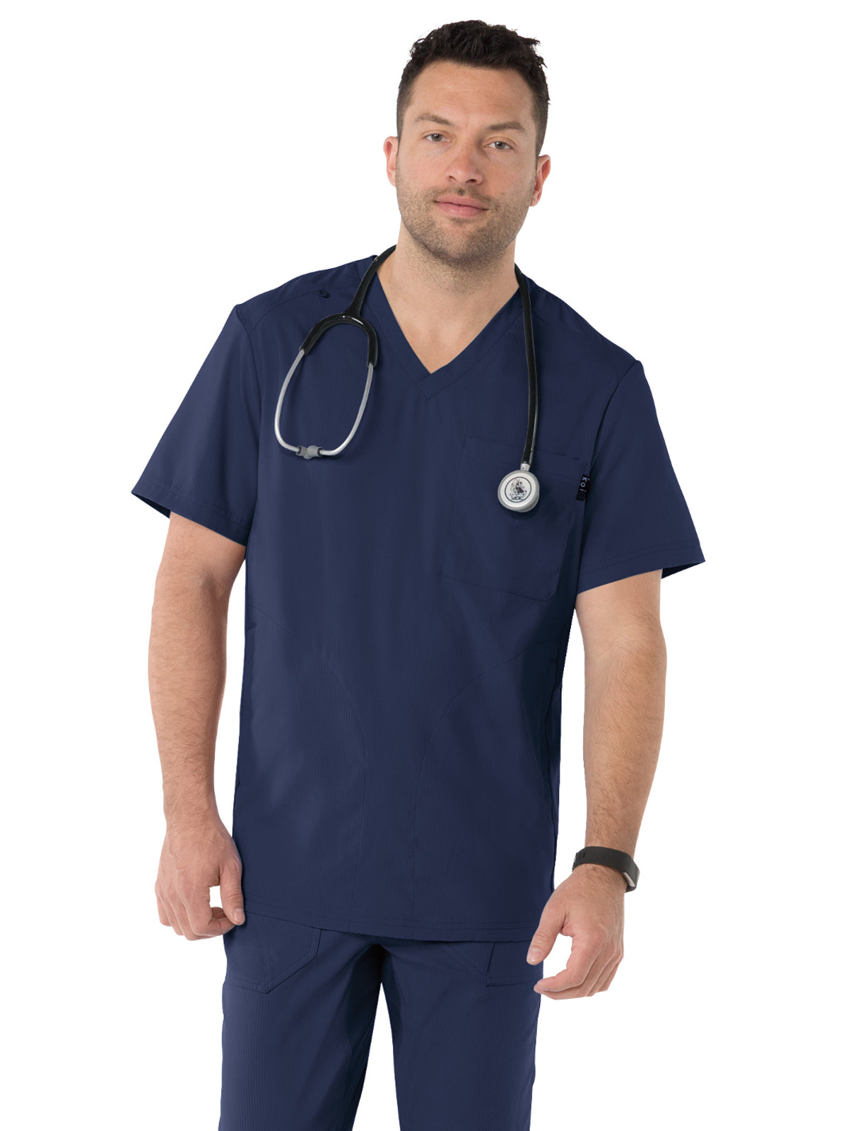 Men's 3-Pocket Athletic V-Neck Force Scrub Top - 667 - Navy