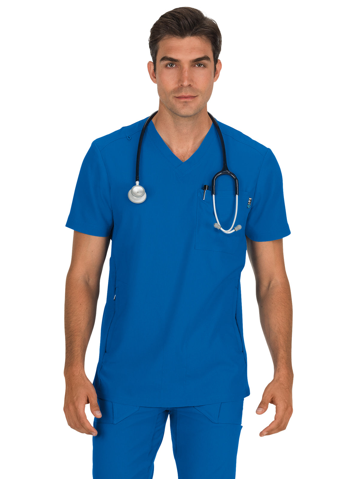 Men's 3-Pocket Athletic V-Neck Force Scrub Top - 667 - Royal Blue